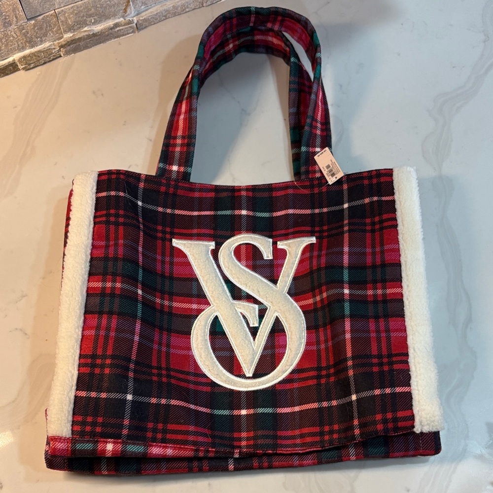 Victoria's Secret Red and Black Plaid Tote